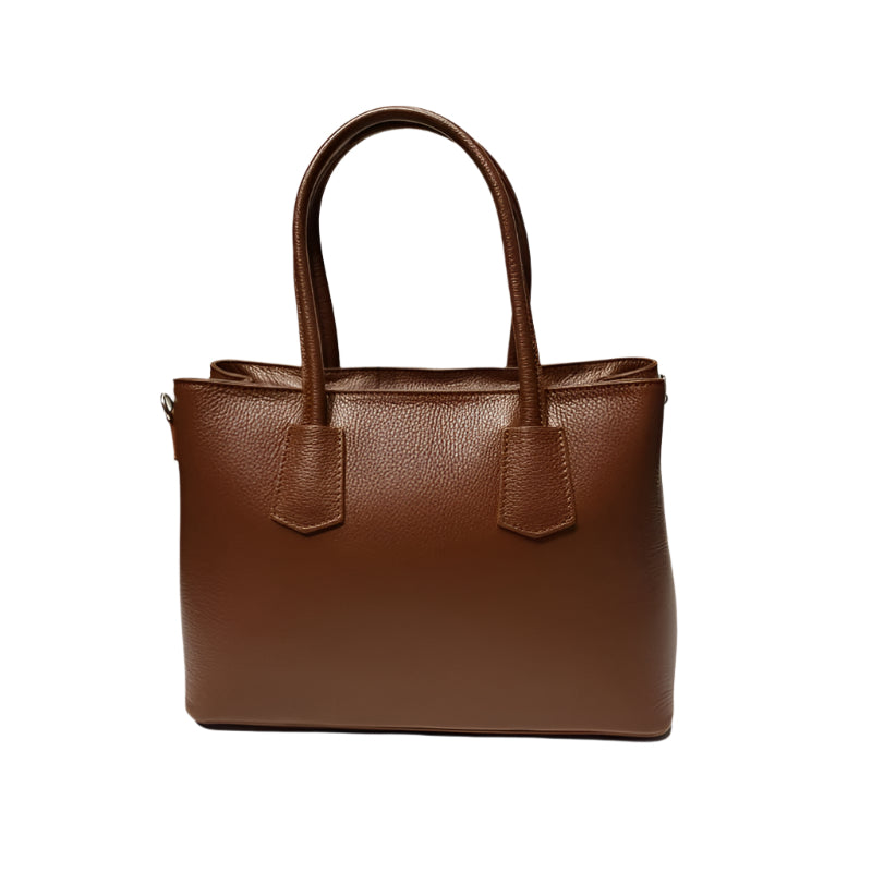 Side view of Giulia Brown, a structured leather bag from Numabagstore