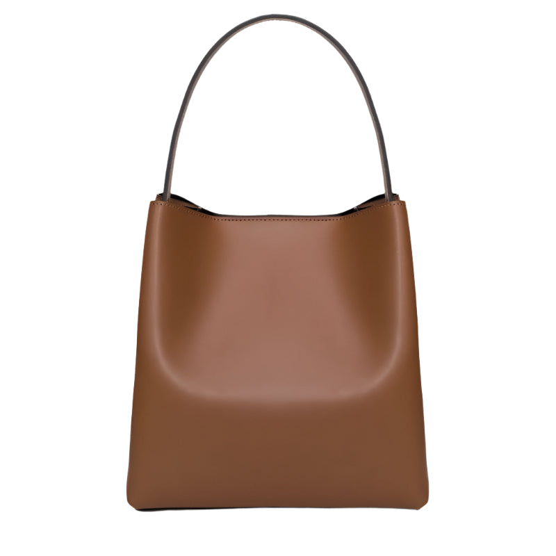 High-Quality Italian Tote Beatrice Brown with Black Leather