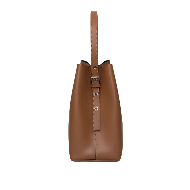 Elegant Beatrice Brown Handbag with Red Interior