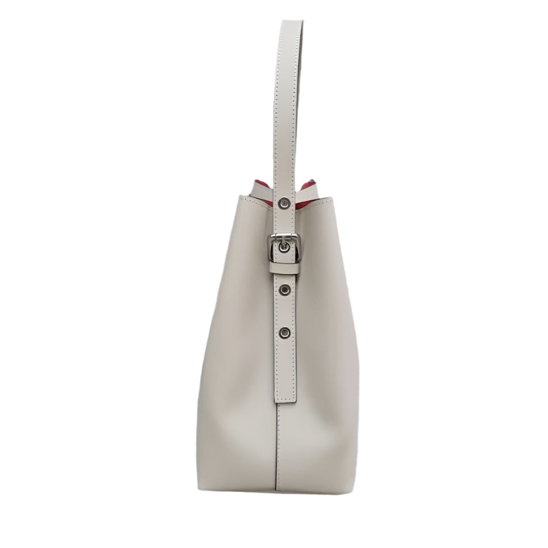 Front view of Beatrice Beige Italian Leather Tote Bag