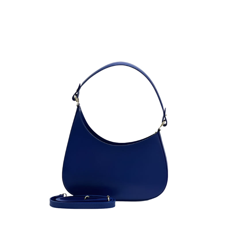Elegant Handbag for Women, Matilda Blue by Numabagstore, shown with shoulder strap