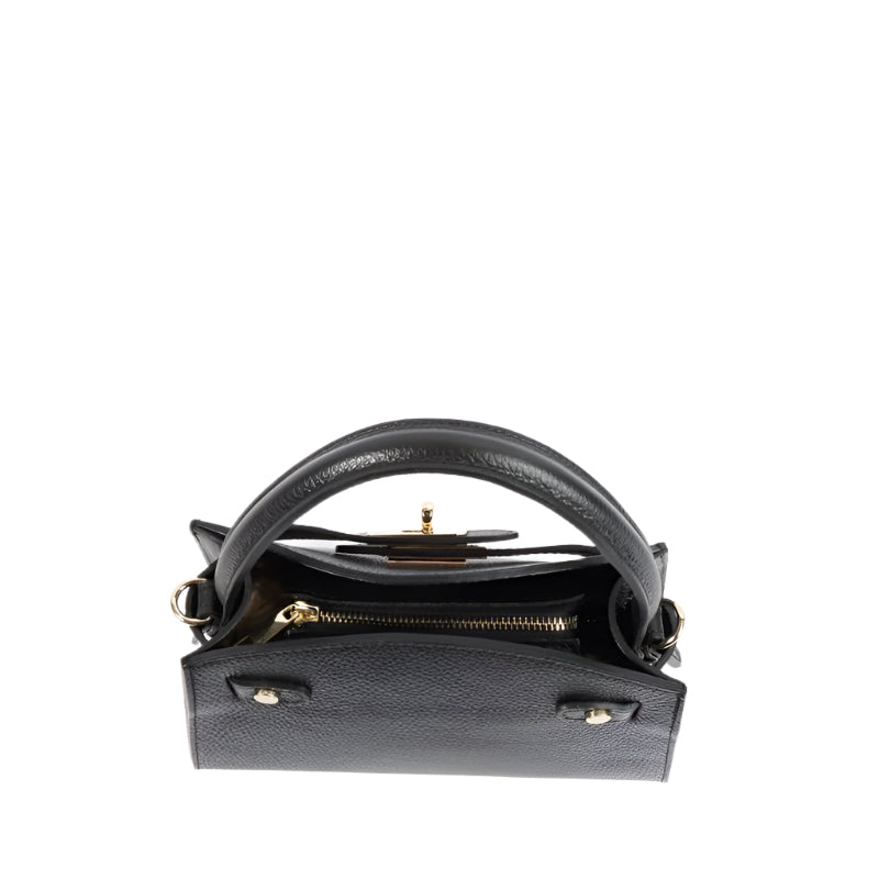 Bella Black Leather Handbag Side View