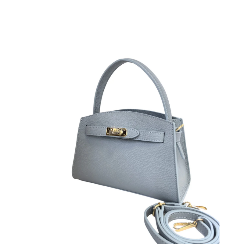 Bella Light Blue Leather Handbag Side View