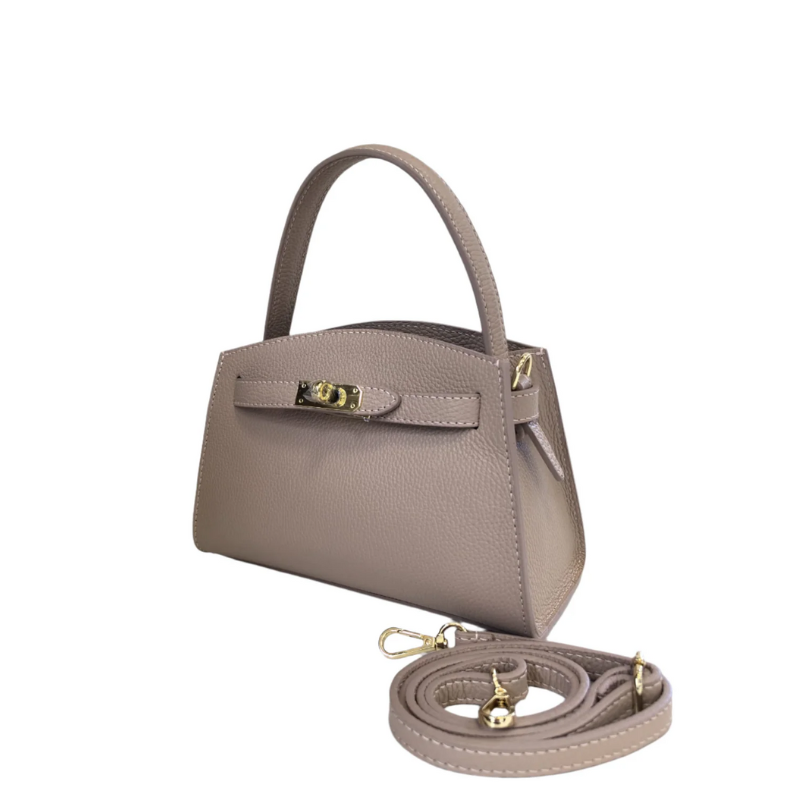 Bella Taupe handbag showcasing Italian handmade quality