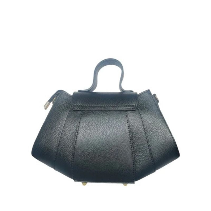 Designer handbag Sofia Black, a structured leather bag with a trapeze silhouette