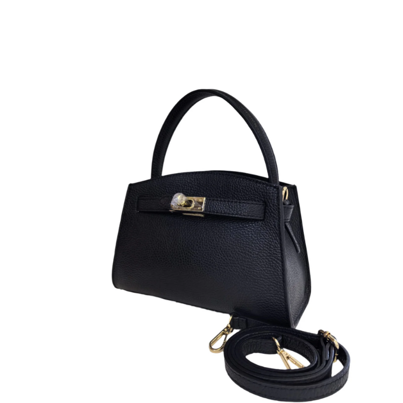 Bella Black Leather Handbag Front View