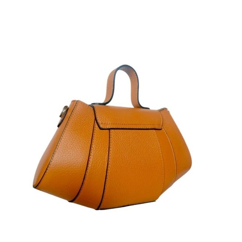 Side view of Numabagstore's Sofia Camel, a structured leather bag