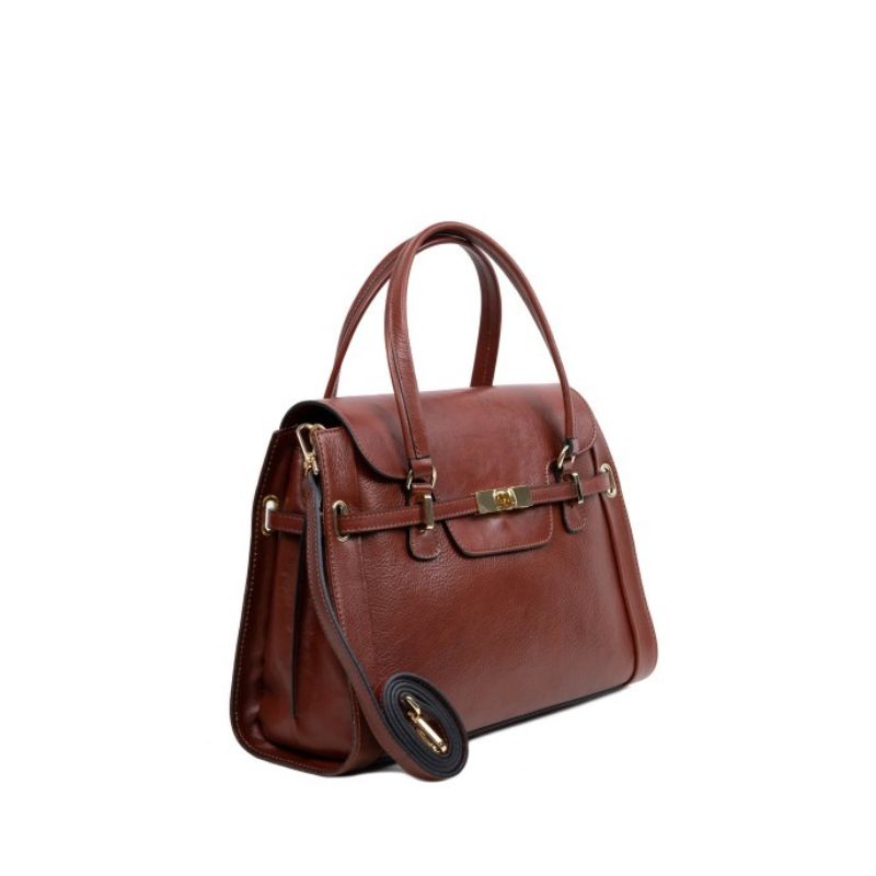 Numabagstore's Handcrafted Italian Leather Handbag - Emanuela Brown with Gold Hardware