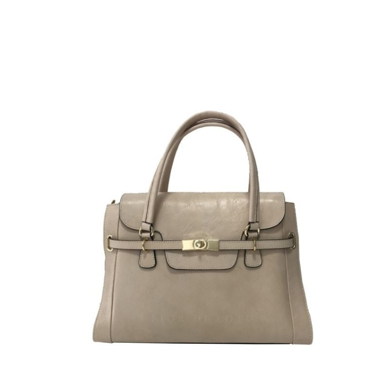 Emanuela Beige Luxury Handbag with Gold-Tone Hardware by Numabagstore