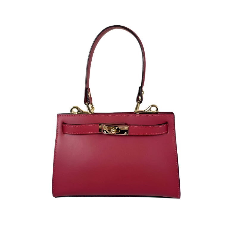 Compact luxury leather shoulder bag with gold hardware, Georgia Red from Numabagstore