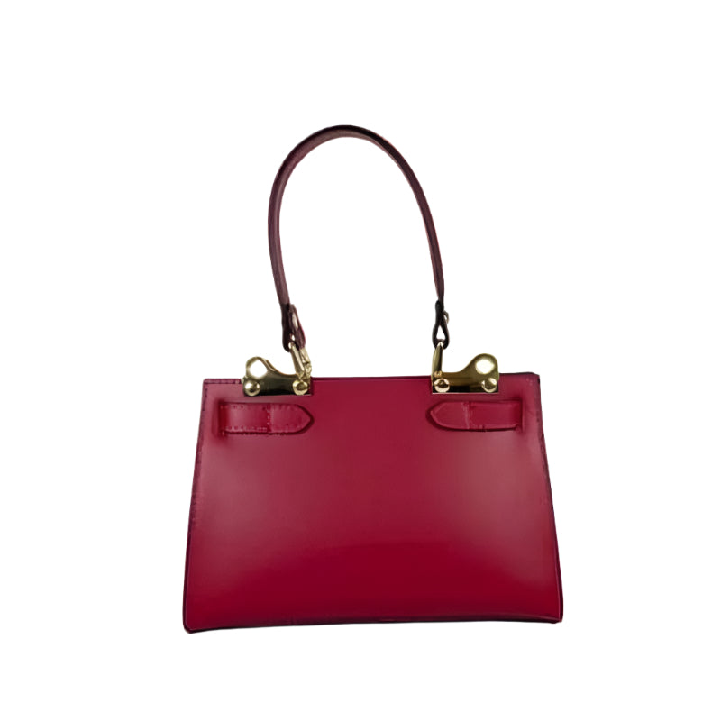 Side view of Numabagstore's Georgia Red, a structured handbag in red leather