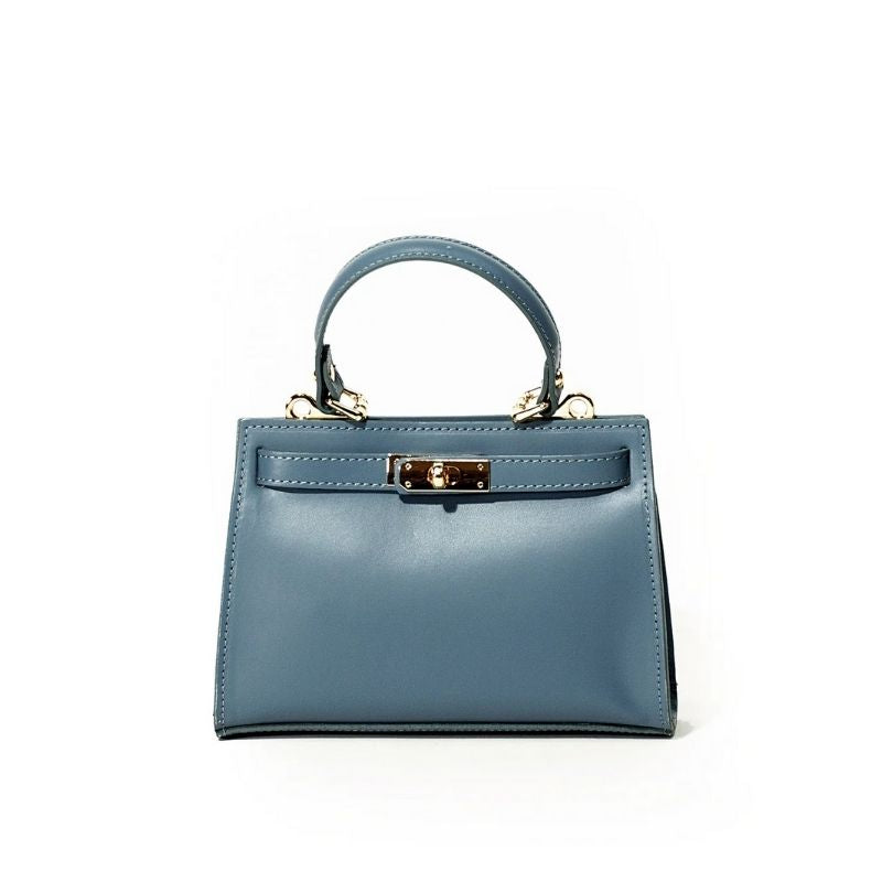 Elegant leather handbag in blue grey color from Numabagstore