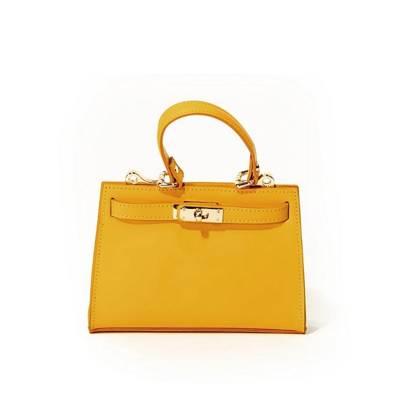 Compact and chic Georgia Yellow handbag with gold hardware from Numabagstore