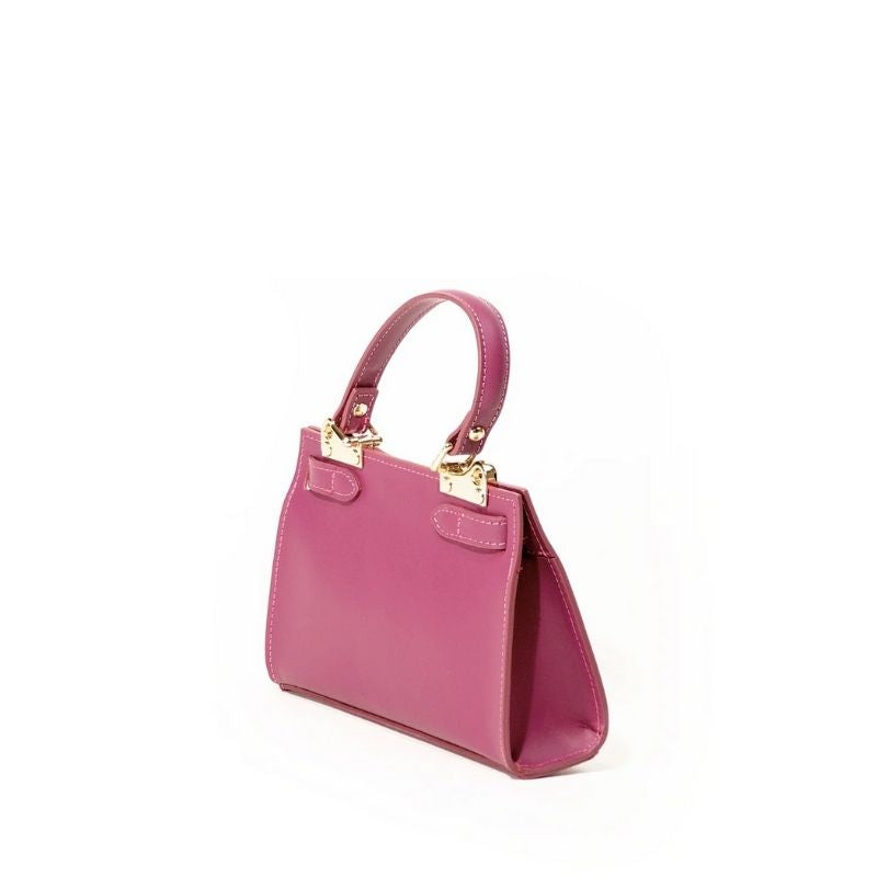 Side view of the Georgia Pale Pink structured handbag with gold hardware from Numabagstore