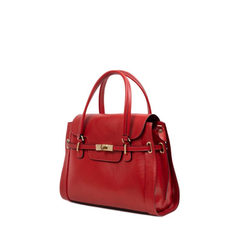 Close-up of Emanuela Spring handcrafted leather bag by Numabagstore with gold hardware