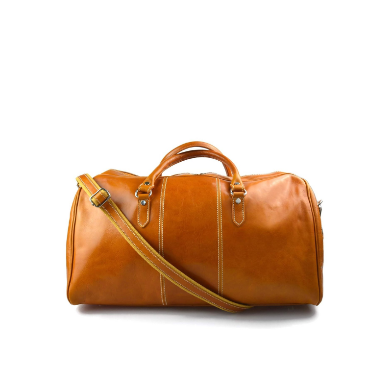 Premium Italian leather duffle bag in black for men and women