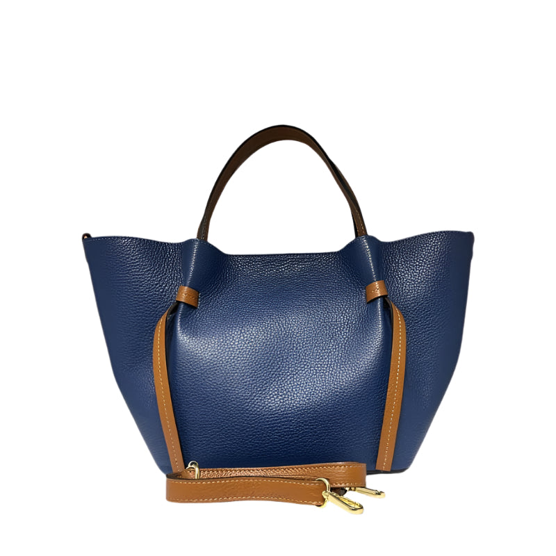 Inside view of Olivia Blue tote, showcasing its premium leather quality