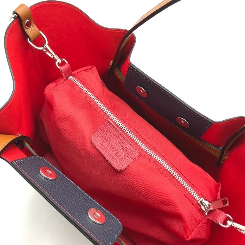Inside view of Olivia Taupe, a soft leather bag with a chic, minimalist design from Numabagstore