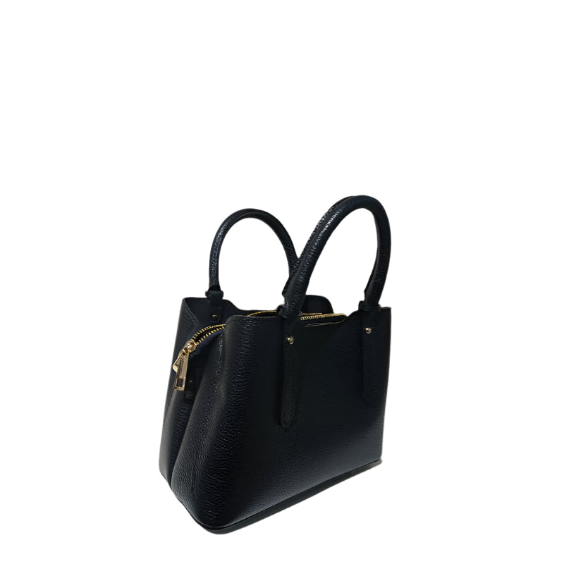 Chiara Black Italian Leather Mini Bag - Front View