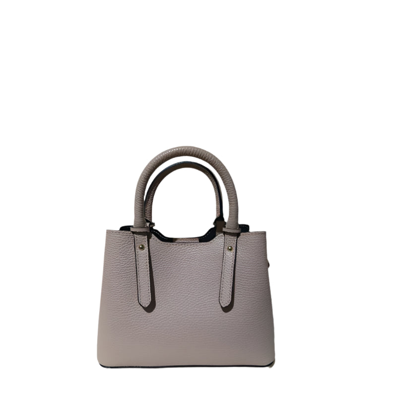 Chiara Beige Italian leather mini handbag with strap - My Store