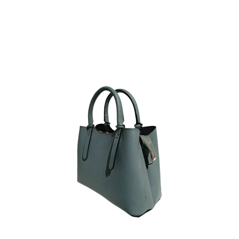 Chiara Blue Grey leather mini handbag, front view