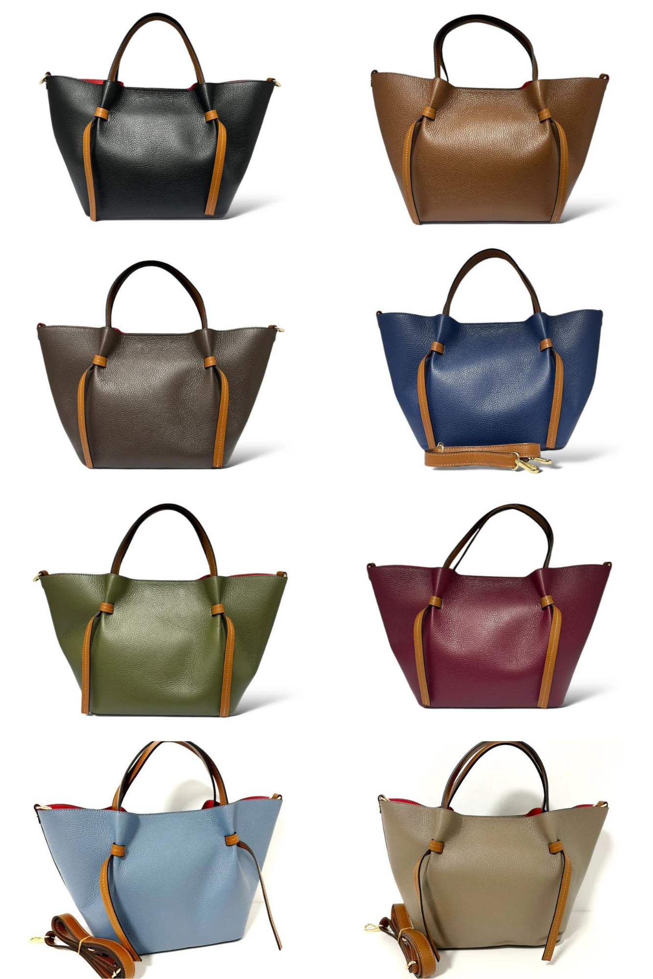 Back view of the Olivia Taupe, a designer leather bag from Numabagstore