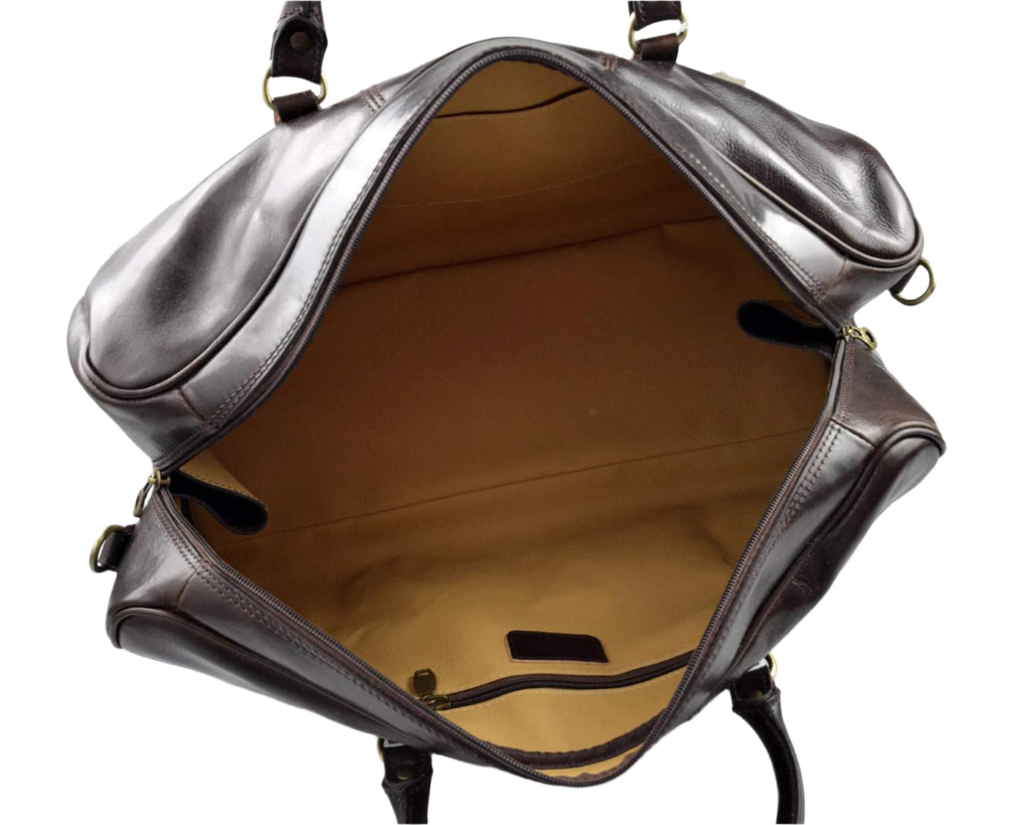 Carlo, a stylish black leather duffle bag for gym and travel