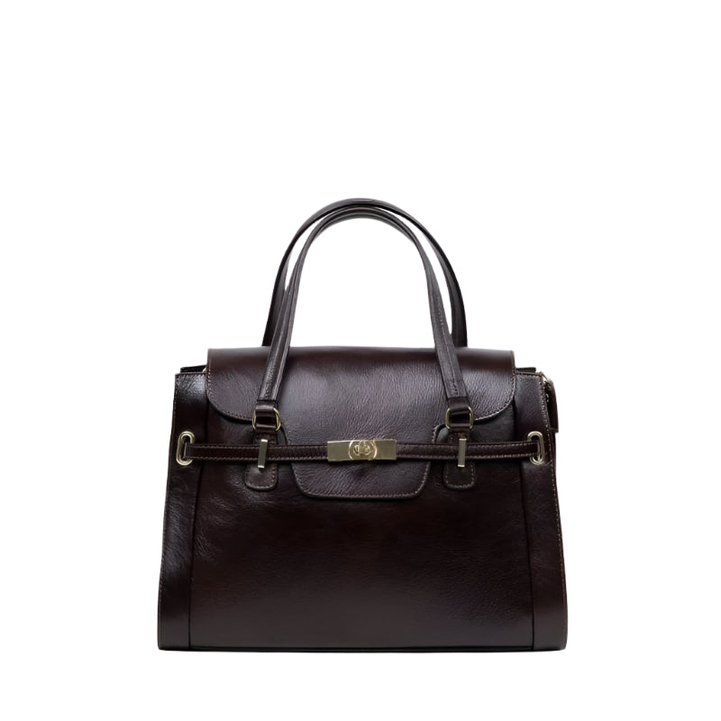 Side view of Numabagstore's Emanuela Dark Brown Adjustable Strap Tote Bag