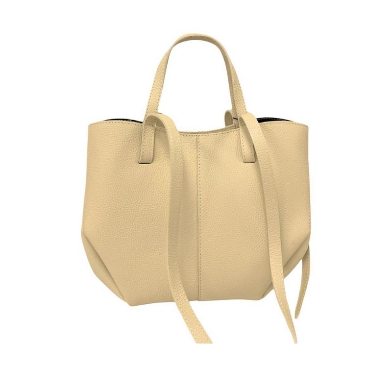 Close-up of the high-quality Italian leather of Stefania Cream purse from Numabagstore