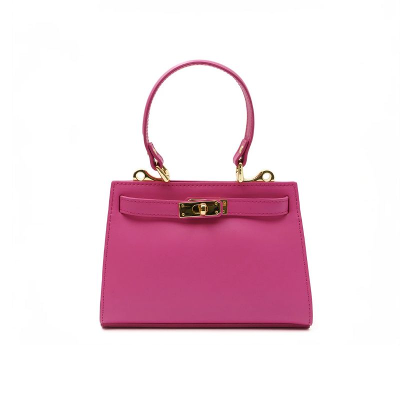 Compact Luxury Mini Tote Bag in Georgia Pink color with secure twist-lock