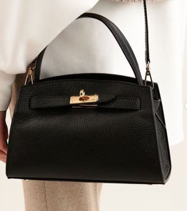 Bella Black - Designer Italian Handmade Leather Handbag | Nuamabagstore