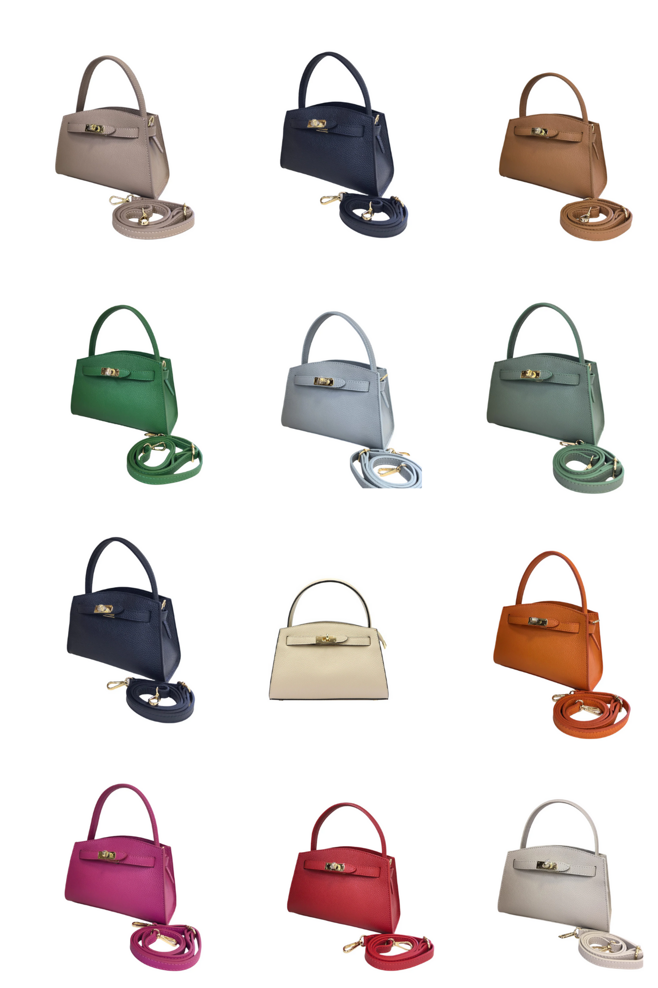 My Store's Bella Taupe luxury leather handbag in a crossbody style